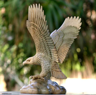 Wood sculpture, 'Ready to Fly' - Wood sculpture