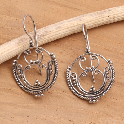 Sterling silver drop earrings, 'Mystique' - Sterling silver drop earrings