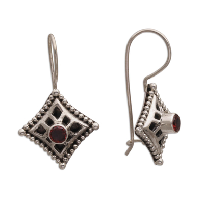 Garnet dangle earrings, 'Temple Window' - Garnet dangle earrings