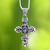 Amethyst cross necklace, 'New Directions' - Amethyst Sterling Silver Cross Necklace thumbail