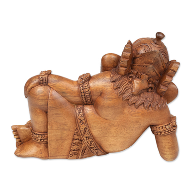 Wood statuette, 'Magnanimous Ganesha' - Wood statuette