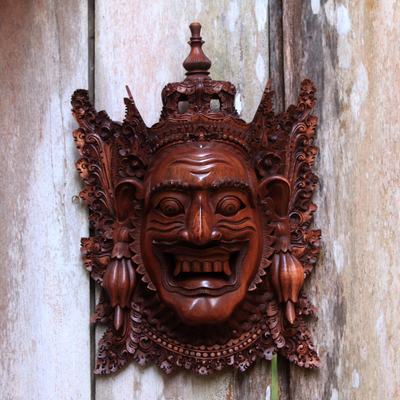 Holzmaske, „Rahwana, der Dämonenkönig“ - Kulturelle Holzmaske