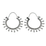 Sterling silver hoop earrings, 'Midnight Rapture' - Sterling Silver Hoop Earrings