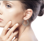 Sterling silver hoop earrings, 'Midnight Rapture' - Sterling Silver Hoop Earrings