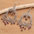 Garnet chandelier earrings, 'Smiling Clown' - Garnet Sterling Silver Filigree Earrings (image 2) thumbail