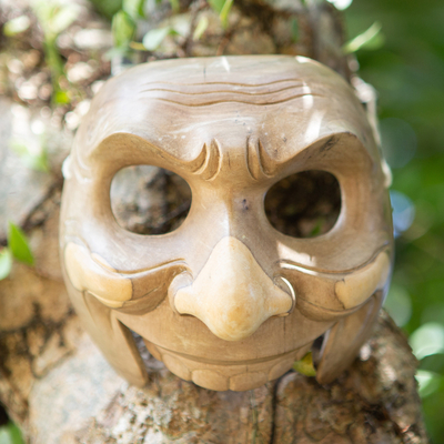 Wood mask, 'Classic Clown' - Wood mask