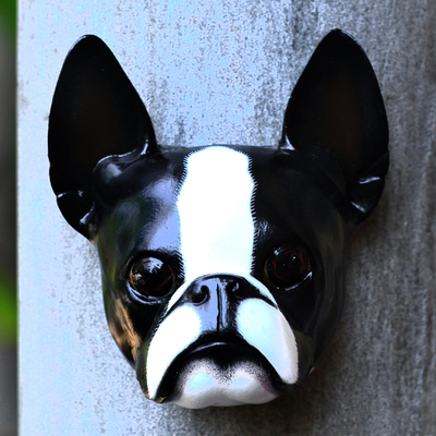 Wood mask, Sweet Boston Terrier