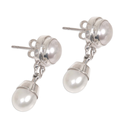Aretes colgantes de perlas cultivadas - Aretes colgantes de perlas cultivadas
