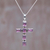Amethyst cross necklace, 'Violet Light' - Amethyst Sterling Silver Cross Necklace thumbail