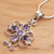 Amethyst cross necklace, 'Floral Cross' - Amethyst Sterling Silver Pendant Necklace  (image 2) thumbail