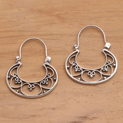 Sterling silver hoop earrings, 'Our Three Hearts' - Sterling Silver Hoop Earrings