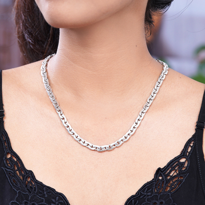 Men's sterling silver chain necklace, 'Ocean Current' - Men's 19.75-inch Sterling Silver Chain Necklace from Bali