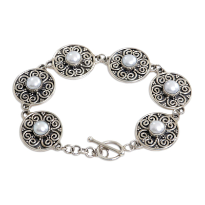 pulsera de eslabones de perlas cultivadas - pulsera de eslabones de perlas