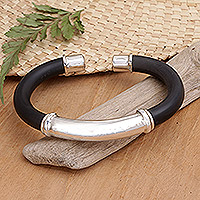 Sterling silver cuff bracelet, 'Attraction' - Handcrafted Sterling Silver Cuff Bracelet