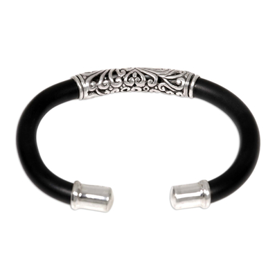 Sterling silver cuff bracelet, 'Frangipani' - Sterling Silver Cuff Bracelet