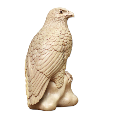 Wood sculpture, 'Eagle Pride' - Wood sculpture