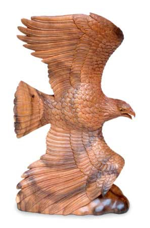 Wood sculpture, 'Eagle Eternal' - Wood sculpture