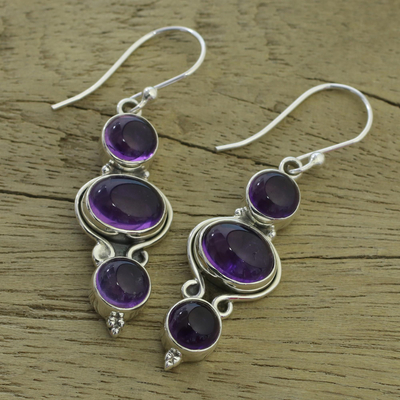 Amethyst and Sterling Silver Earrings from India - Elegant Fantasy | NOVICA