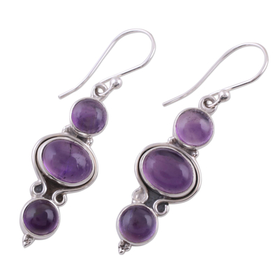 Amethyst and Sterling Silver Earrings from India - Elegant Fantasy | NOVICA