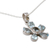 Blue topaz floral necklace, 'Forget-Me-Not' - Hand Made Floral Sterling Silver and Blue Topaz Necklace (image 2b) thumbail