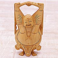 Featured review for Wood statuette, Laughing Buddha