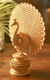 Escultura de madera - Escultura de pavo real de madera estilo jali tallada a mano india