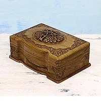 Walnut Jewellery box, 'Vineyard' - Walnut Jewellery box