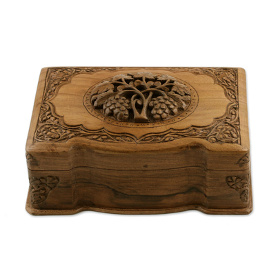 Walnut jewelry box, 'Vineyard' - Walnut jewelry box
