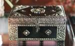 Brass jewelry box, 'Enchantment' - Hand Made Repousse Brass Jewelry Box