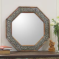 Repoussé Wall Mirror with Hammered Copper Frame,'Perfection'