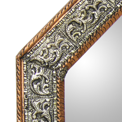 Espejo - Espejo de pared repujado con marco de cobre martillado