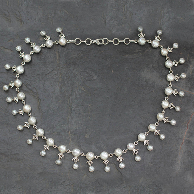 Cultured pearl waterfall necklace, Gratitude