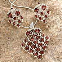 Garnet Jewellery set, 'Love Sonnet' - Garnet Jewellery set