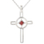 Garnet cross necklace, 'Celtic Cross' - Sterling Silver and Garnet Pendant Necklace (image 2c) thumbail