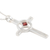 Garnet cross necklace, 'Celtic Cross' - Sterling Silver and Garnet Pendant Necklace (image 2d) thumbail