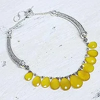 Chalcedony choker, 'Yellow Petals' - Unique Waterfall Chalcedony Necklace