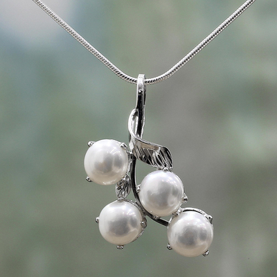 Halskette mit Perlenanhänger - Brautperlenschmuck Halskette aus Sterlingsilber aus Indien
