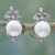 Pearl button earrings, 'Perfect Purity' - Handcrafted Floral Pearl and Sterling Silver Earrings thumbail