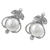 Pearl button earrings, 'Perfect Purity' - Handcrafted Floral Pearl and Sterling Silver Earrings (image 2a) thumbail