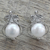 Pearl button earrings, 'Perfect Purity' - Handcrafted Floral Pearl and Sterling Silver Earrings (image 2b) thumbail