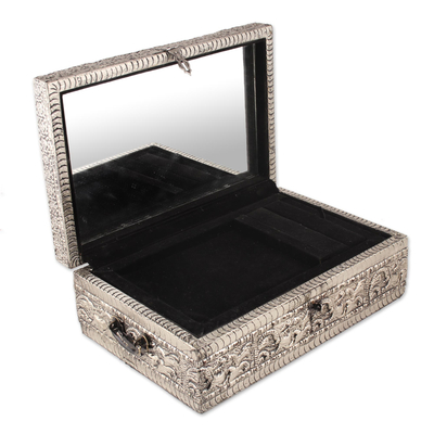 Brass jewelry box, 'Sunny Lace' - Brass jewelry box