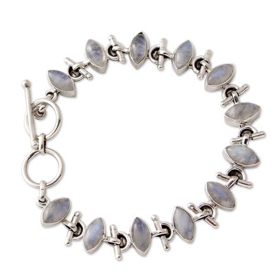 Rainbow moonstone bracelet, 'Hope' - Sterling Silver Rainbow Moonstone Bracelet Fair Trade