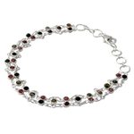 Tourmaline link bracelet, 'Translucent Contrasts' - Sterling Silver and Tourmaline Bracelet
