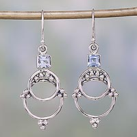 Blue topaz dangle earrings, 'Jaipur Magic' - Blue Topaz and Sterling Silver Dangle Earrings