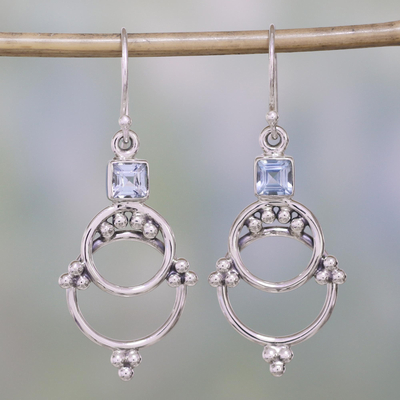 Blue topaz dangle earrings, 'Jaipur Magic' - Blue Topaz and Sterling Silver Dangle Earrings