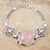 Rose quartz and pearl pendant bracelet, 'Moon Quadrants' - Rose quartz and pearl pendant bracelet