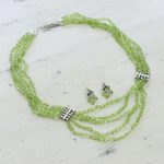 Peridot jewelry set, 'Forever Love' - Artisan Crafted Peridot Sterling Silver Beaded Jewelry Set