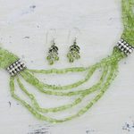 Peridot jewelry set, 'Forever Love' - Artisan Crafted Peridot Sterling Silver Beaded Jewelry Set