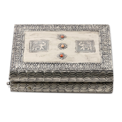 Brass jewelry box, 'Royalty' - Brass Jewelry Box from India