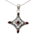 Garnet pendant necklace, 'Jaipur Diamond' - Garnet and Silver Diamond Shaped Pendant Necklace India (image 2b) thumbail